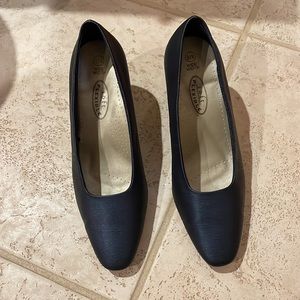 Navy Silk Pumps